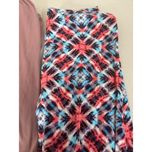 Set 3 leggings Secret Treasures pantaloni top lounge marrone rosa tie dye XL - Foto 4 di 7