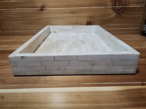 Antique 1950s Handcrafted Bone  Serving Tray Rectangle       1cnt18 JJ - Picture 7 of 14