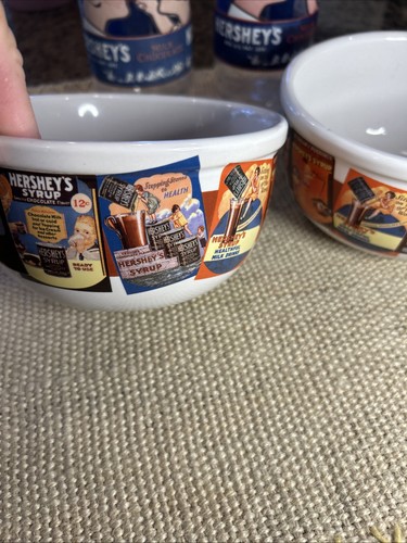 Vintage Hershey Syrup Sundae Bowls, S/2 & Hershey Kisses Glasses Set/2 Great Con - Picture 3 of 10