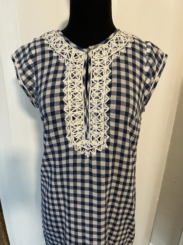 Mini Abito Calypso St Barth Plaid Gingham Scollo all’uncinetto Cotone Donna XS - Foto 2 di 8