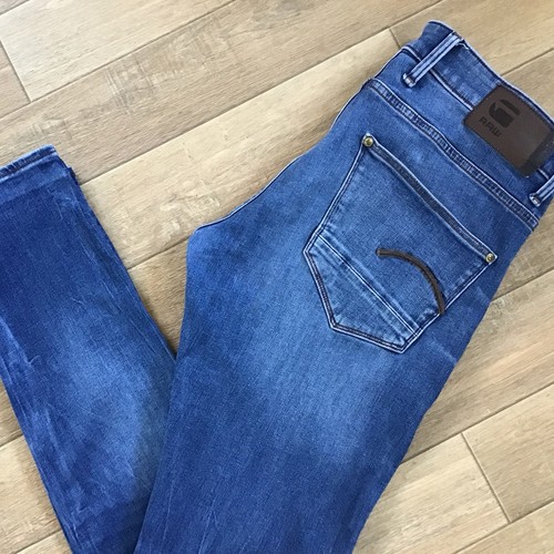 Pantalones de mezclilla ajustados ajustados G-Star Raw REVEND para hombre W33 x L34 azul elástico cremallera mosca - Imagen 3 de 18