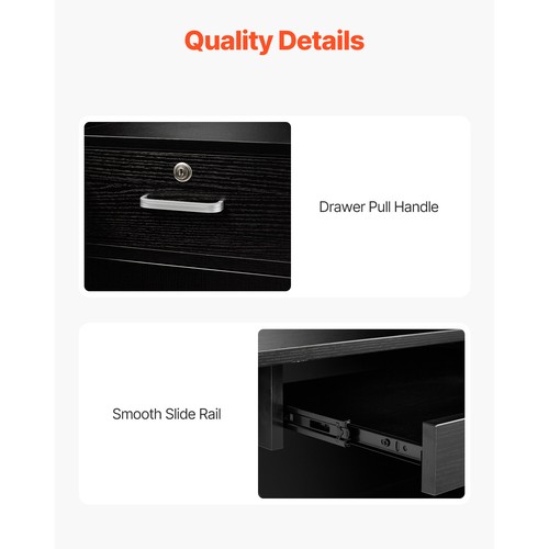 Reception Desk L-Shaped Front Counter Table 55.12 in Black Office Table - Picture 4 of 12