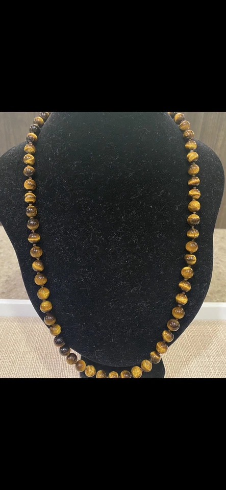 ¡Joyas de ojo de tigre para el fanático del tigre! Auténtico collar y pulsera de bolas de 5 mm Foto 4 de 4