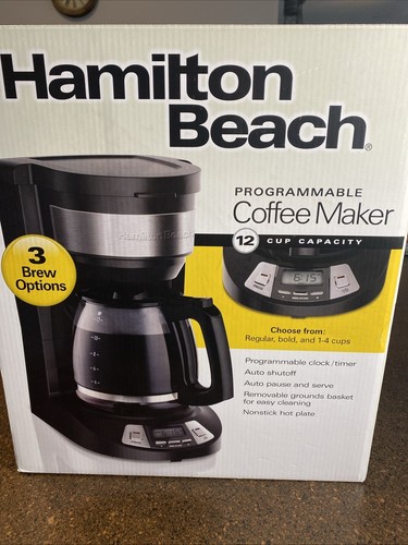 Hamilton Beach Black 12 Cup Programmable Coffee Maker NIB - Picture 2 of 4