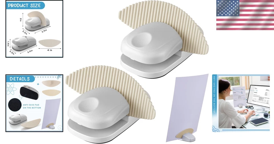 Paper Holder Stand for Documents Desk Clip Non-Slip 2 Pack White Office - Image 2 of 4