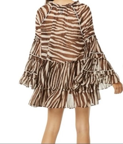 MISA Los Angeles Tallulah Kleid Größe L Zebra Braun Sexy Rüschen Transparent - Bild 2 von 10