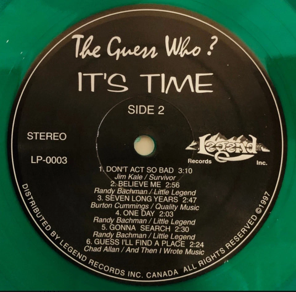 The Guess Who - It's Time Sealed Vinyl LP - Rare Green Color Disk [1997] LP-003 — 第 4/4 张图片