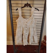Women's Cream Paisley Button-Front Romper
