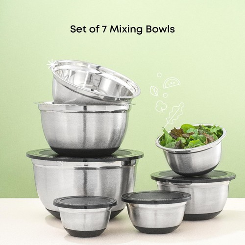 Stainless Steel Mixing Bowls with Airtight Lids, 7 Piece Nesting Bowls Set fo... - Picture 3 of 9