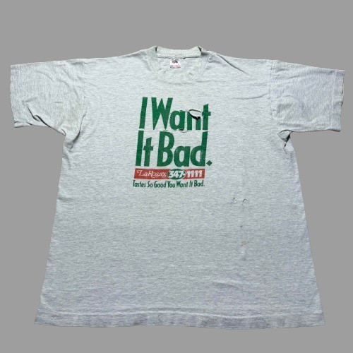 Vintage 90s LaRosa's Pizza I Want It Bad Heather Promo T-Shirt USA Made Size XL - Bild 1 von 12