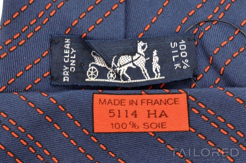 HERMES 5114 HA Blue Orange Striped 100% Silk Mens Luxury Tie - 3.75" - Picture 5 of 5