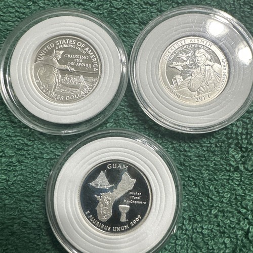 Lot 3 Washington Silber PP Quarters 90% Silber verschiedene Daten/Designs - Bild 2 von 2