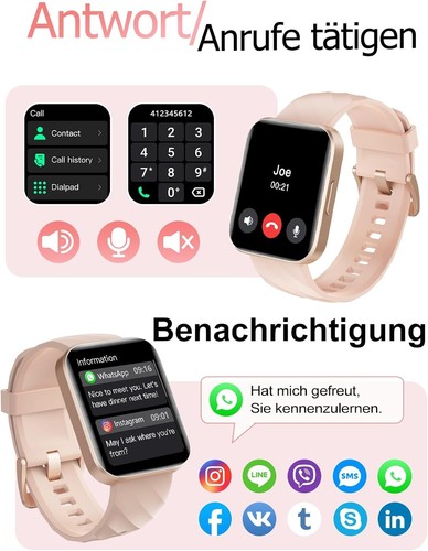 Smartwatch Damen Herren Sport Fitness Tracker Schlafmonitor - Bild 4 von 11