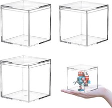 Clear Acrylic Box with Lid, 4 Pack 2.6x2.6x2.6 Inches Clear Decorative Boxes ...