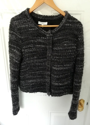 IRO Gr. 10 (38) Carene Wollmix Cardigan Jacke Oberteil Magnetverschluss schwarz grau