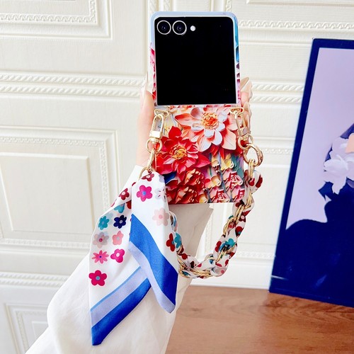 Funda de mano con cadena bufanda de seda patrón relieve para Samsung Galaxy Z Flip7/6/5 - Imagen 1 de 27