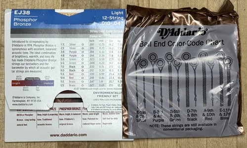 4 Sets D’Addario EJ38 Light Gauge .010 Phosphor Bronze 12-String Guitar Strings - 第 6/9 張圖片