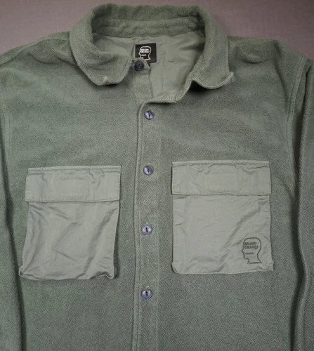 Brain Dead Jacket Mens Large Green Military Button Front Shacket Streetwear LA video thumbnail