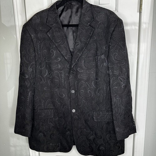 INSERCH ITALY MEN'S BLACK Floral Jacquard BLAZER SUIT JACKET SIZE 44R