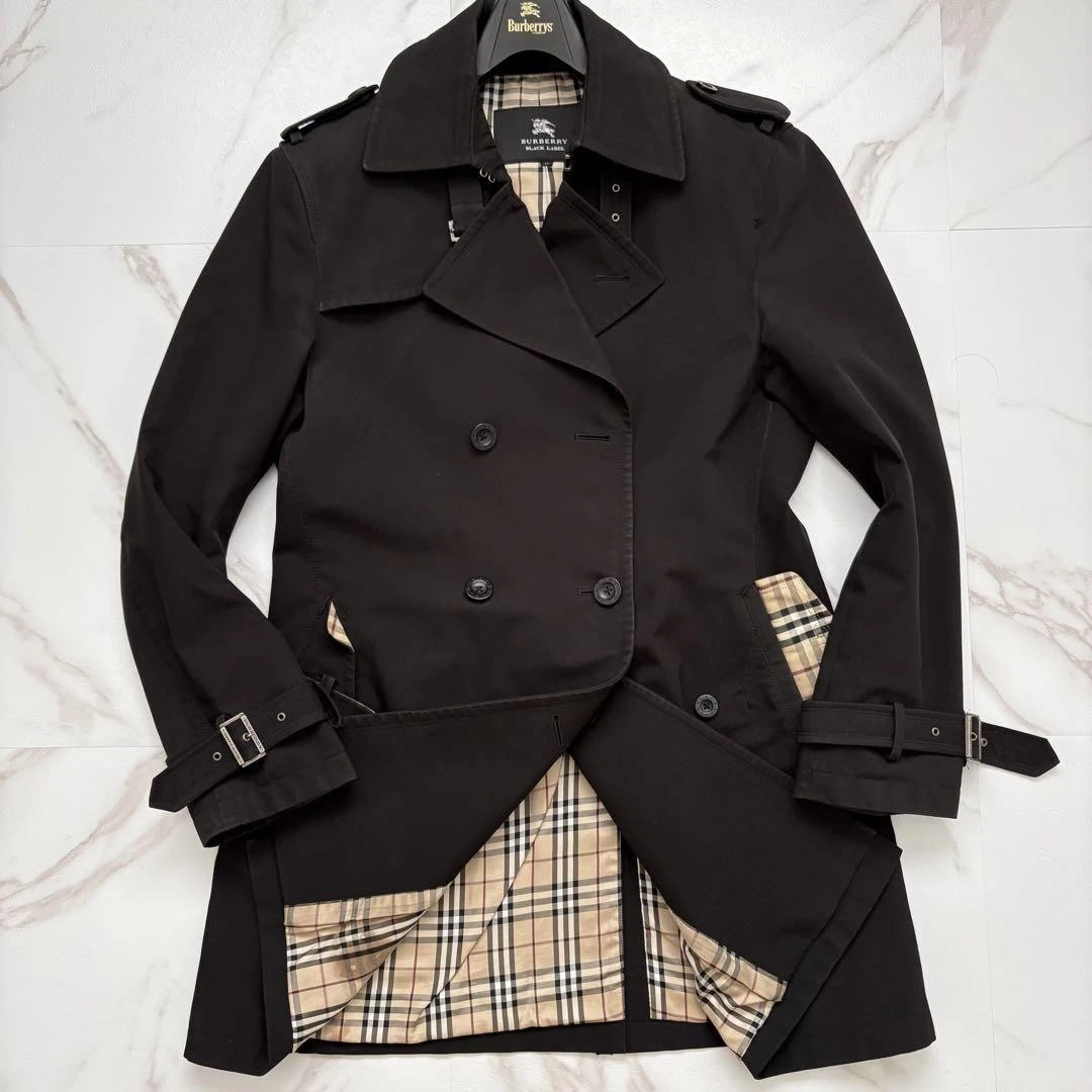 Trench coat Burberry Black Label poliestere Nova check doppiopetto taglia XL