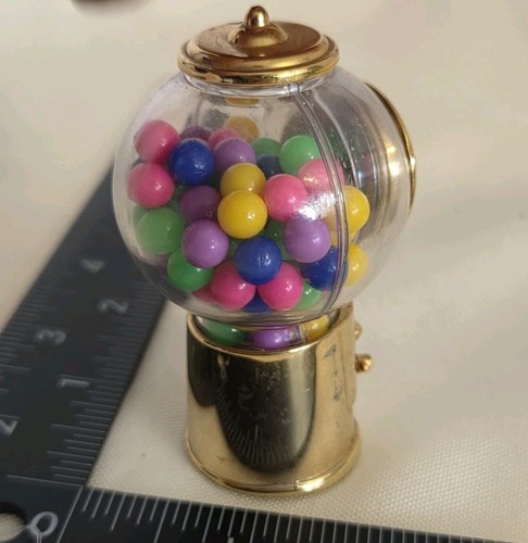 Vtg Elgin Miniature Novelty Clock Gold Tone Gumball Machine Works - Picture 5 of 9