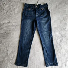 NWT$99 Nicole Miller Jeans 10 Soho High Rise Ankle Slim Dark Denim 