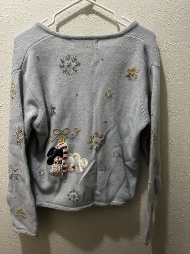 Christopher Radko BellePointe Schneemann Perlen Reißverschluss Cardigan Pullover Medium - Bild 9 von 9