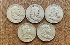 Junk 90% Silver Coin Lot -- $2.50 Face Value -- 5 - 90% Franklin Half Dollars