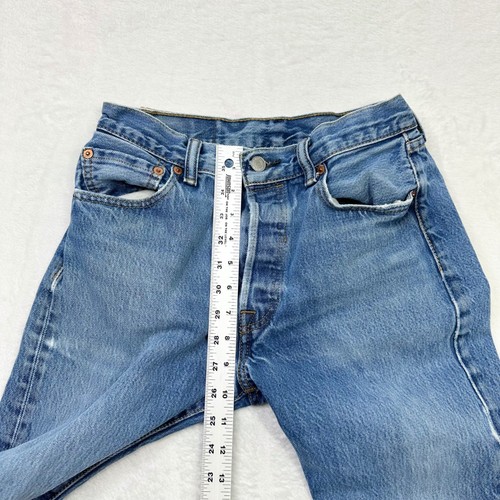 Jeans Levis 501 31x34 bottoni mosca lavaggio leggero denim gamba dritta misure 28x28 - Foto 8 di 10