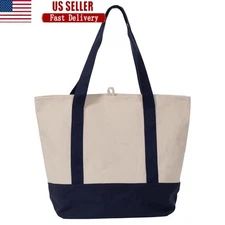 Deluxe Canvas Tote Bag Reusable Grocery Bag Eco-Friendly Shopping Storage New