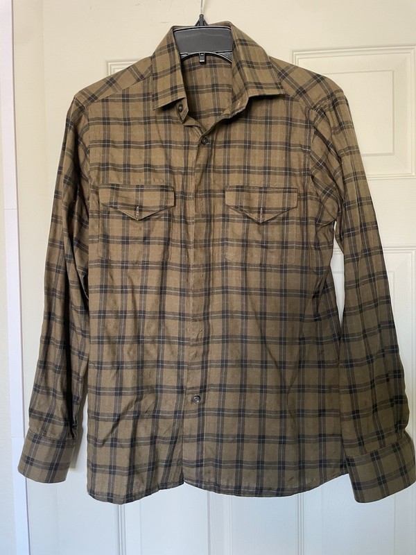 Levi's Men's S Brown Plaid Long Sleeve Button-Up Shirt Chest Pockets