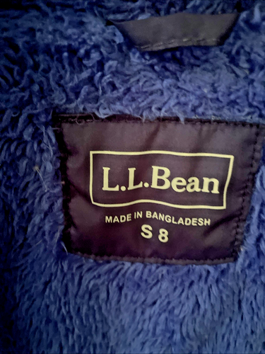 L.L. Bean Downtex Kids Sz 8 Down Navy Jacket Hooded Blue Fleece Lined Ultralight - Picture 6 of 8