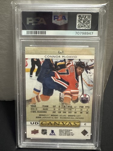 2019-20 Upper Deck UD Canvas #C84 Connor McDavid Edmonton Oilers PSA 10 Gem Mint - Picture 2 of 2