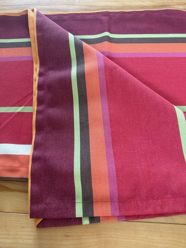 Pottery Barn Multicolor Stripe Patio Table Runner Middle Opening For Umbrella - Picture 3 of 7
