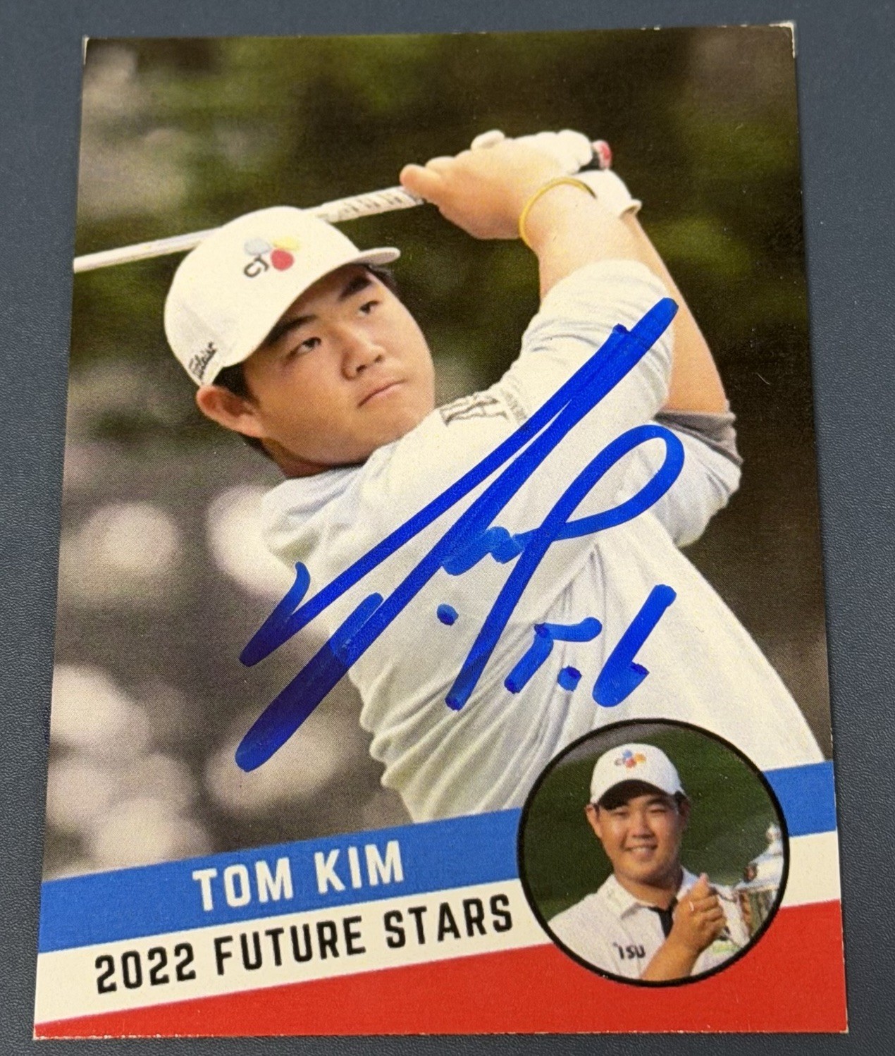 Tom Kim Signed 2022 Future Stars Signed PGA Tour Golf Rookie Card PSA AUTO RC view 2