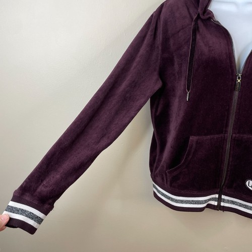 Vintage Y2K Betsey Johnson Indie Velour Tracksuit Hoodie Joggers Size L Purple - Picture 20 of 23