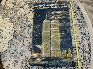 ORIG VINTAGE OBSERVATION DECK WORLD TRADE CENTER POSTER TWIN TOWERS W/ PLANES