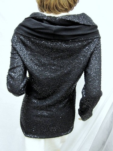 St John Knit COUTURE NWT Black Stud & Paillettes TOP SZ 4 6 RT $1195 - Picture 5 of 6