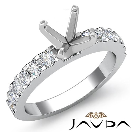 Multi Shape Semi Mount Prong Set Diamond Engagement Ring 14k White Gold 0.47Ctw - Picture 1 of 6