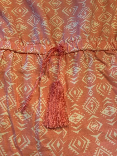 Girls, Coral Romper with White Aztec Design, Large, Size 14 - Picture 8 of 9