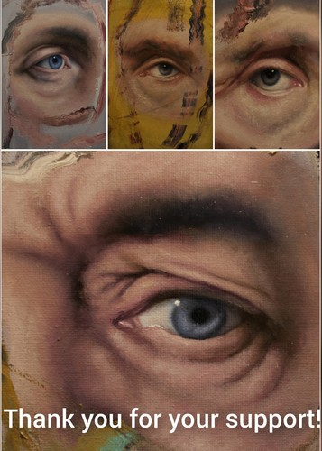 ORIGINAL large surreal female eyes portrait oil painting surrealist wall art - Picture 15 of 24
