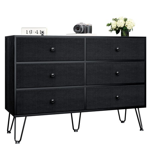 TC-HOMENY Chest of Drawers Wood Bedroom Clothes 6 Drawer Dresser Storage Cabinet - Picture 17 of 20