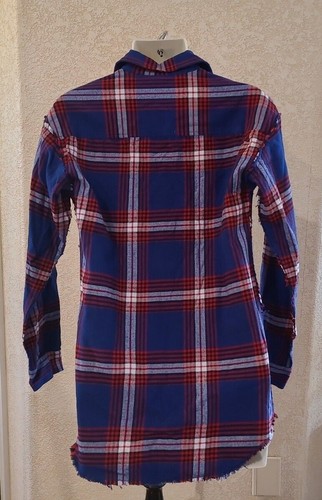 Original Use Herren S kariert Langarm Button Down Flanell ausgefranster Rand Hemd Neu mit Etikett - Bild 3 von 10