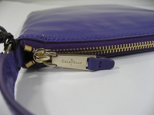 NWT COLE HAAN Jitney II Ziptop Swingpack Crossbody Bag Purple Glossy Leather NEW - Picture 12 of 12