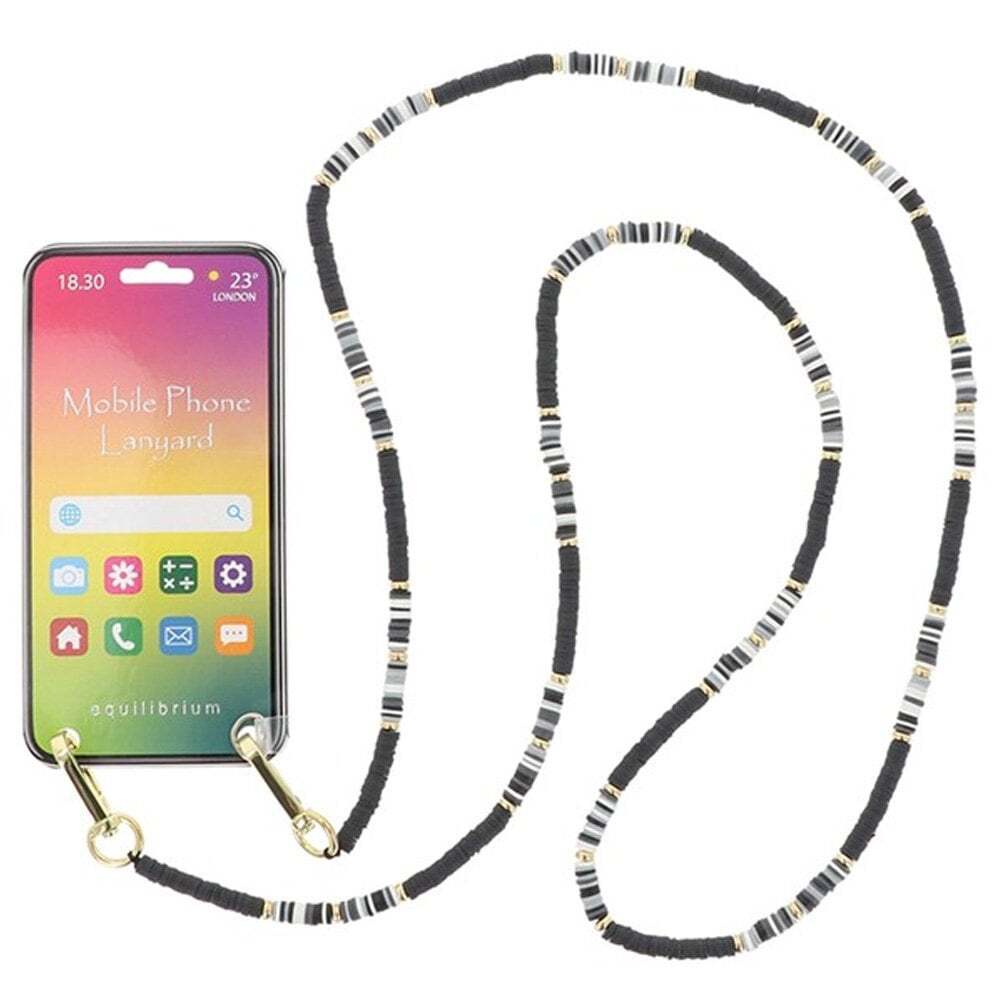 Equilibrium Beaded Mobile Phone Lanyard Black 349702
