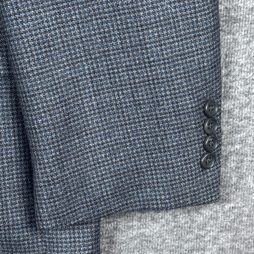 JOS A BANK Sport Coat Blazer Mens 52R Houndstooth Plaid Wool Gray Blue Signature - Picture 3 of 14