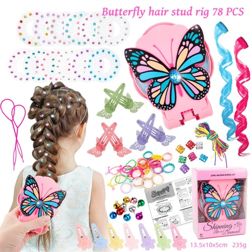 Blue/Pink Butterfly Hair Clip Set, Girl Hair Accessories Kit, for Home, Party US - Picture 4 of 14