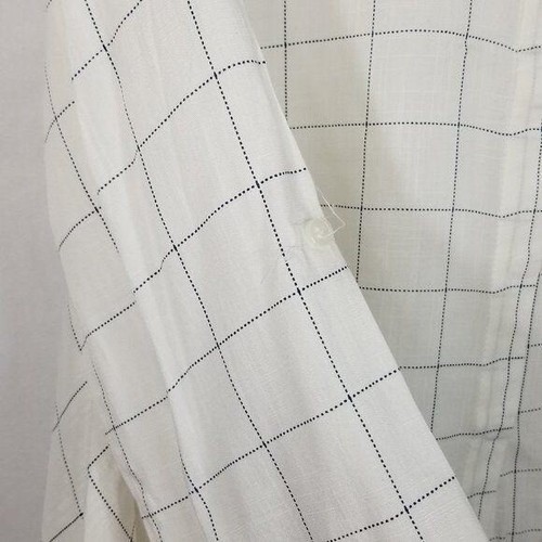 Hem & Thread Womens Small White Window Pane Plaid Button Up Shirt - Picture 3 of 7