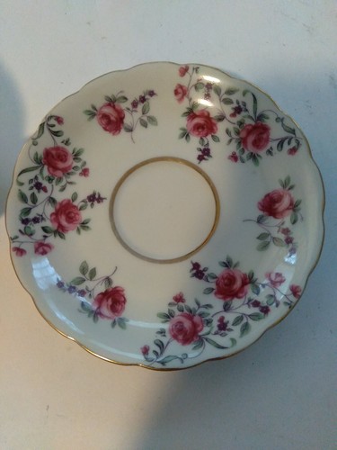 Coupe à thé et soucoupe vintage en chinois os Fred Roberts rose garniture ornée poignée ornée - Photo 6 sur 8
