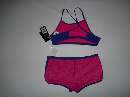 SPEEDO Heather Splice Pink BOYSHORT 2 Pc SWIMSUIT Bathing Suit Girls Size 16 NEW - Picture 4 of 4
